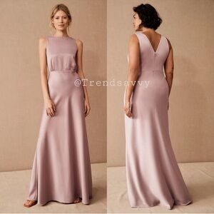 BHLDN Bridesmaid Beckett Satin Maxi Dress Anthropologie Plus Size 16W NWT